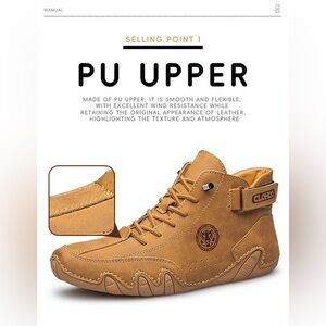 Men's PU Leather Lace Up Sneakers Ankle Boots Outdoor Light Casual Shoes Loafers